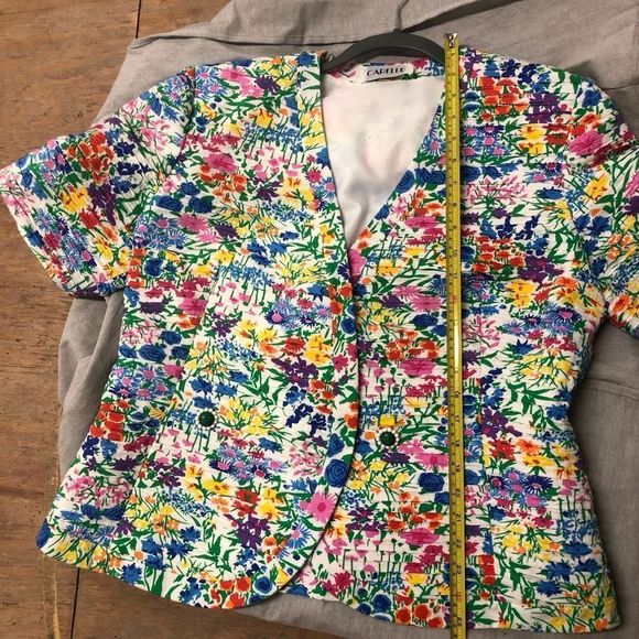 Carelle 🐾  Floral White Open Jacket Blazer Size 14 - Picture 5 of 6